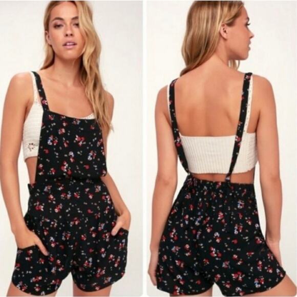 Free People Sweet in the Streets Short Overall Romper Pockets Low Back Medium - Picture 1 of 12